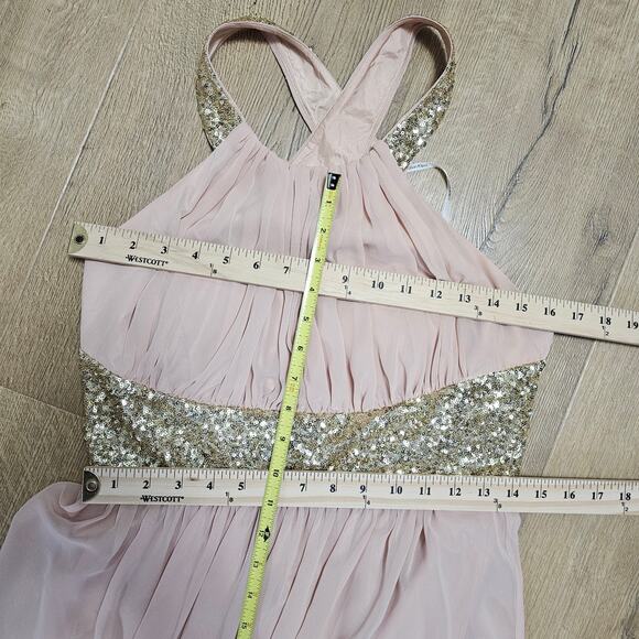 NWT Calvin Klein Dress Nude Flowy Chiffon Layers Soft Sheer Goddess Ballet 10 - Picture 10 of 15